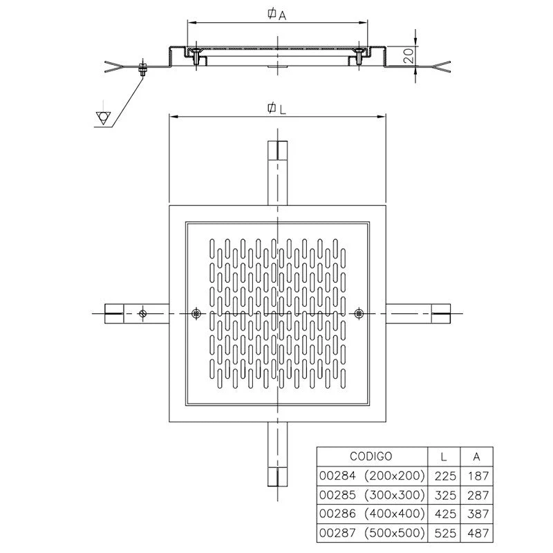 Astralpool - Reja de desagüe cuadrada en acero inoxidable para piscina