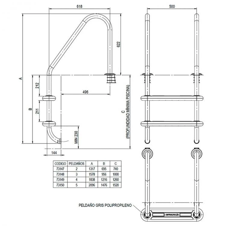 Astralpool Komfy Escalera para piscina