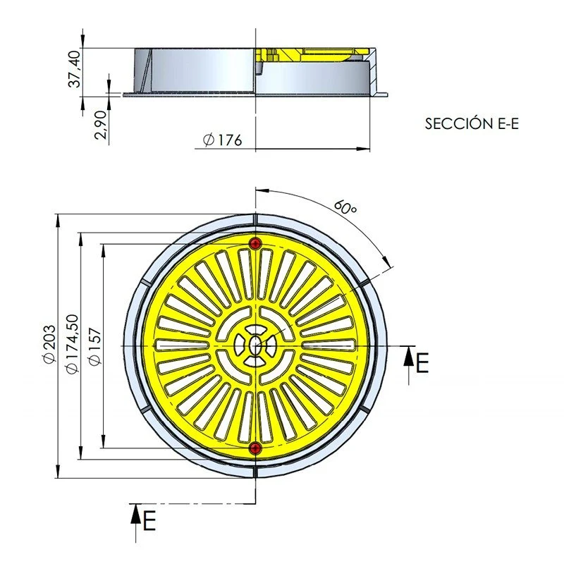 Astralpool - Reja de drenaje Ø200 mm en ABS para piscina