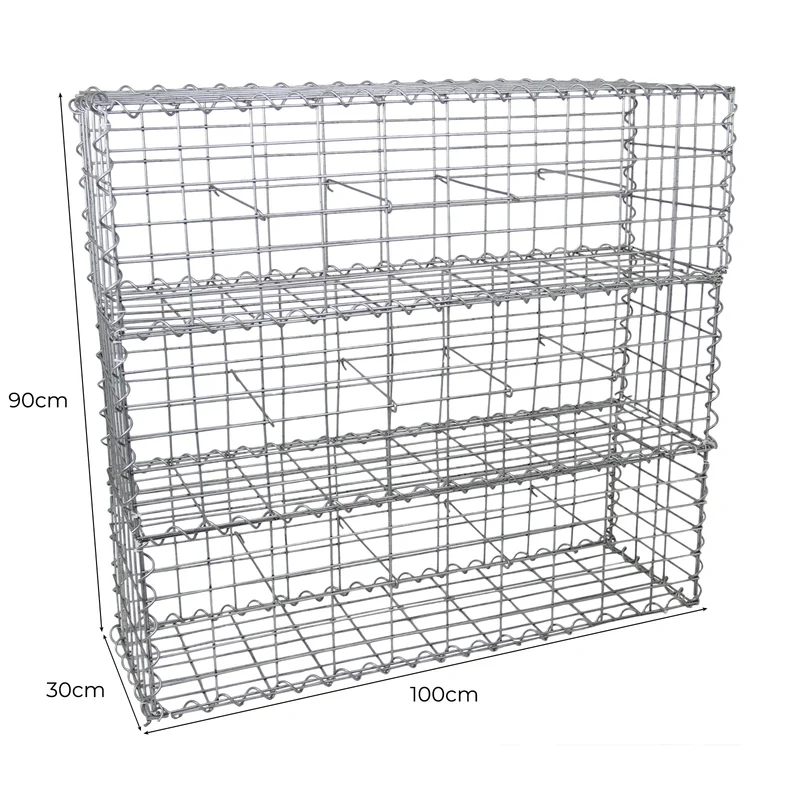 Lot de 6 Paniers de Gabions 100 cm x 30 cm x 30 cm