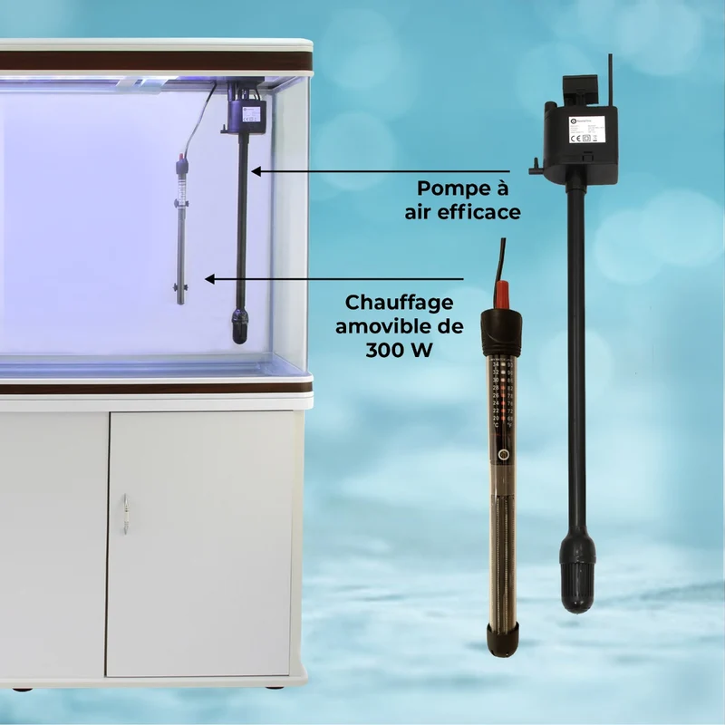 Aquarium Blanc, Meuble de Support & Gravier Naturel