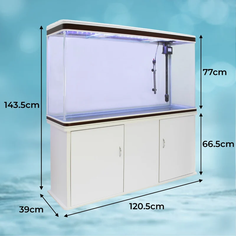 Aquarium Blanc, Meuble de Support & Gravier Naturel