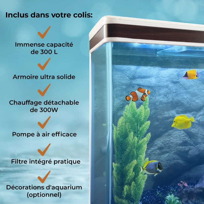 Aquarium Blanc, Meuble de Support & Gravier Blanc