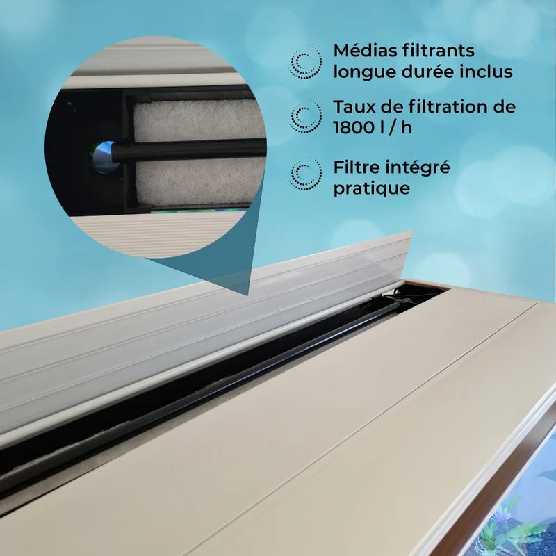 Aquarium Blanc, Meuble de Support & Gravier Noir