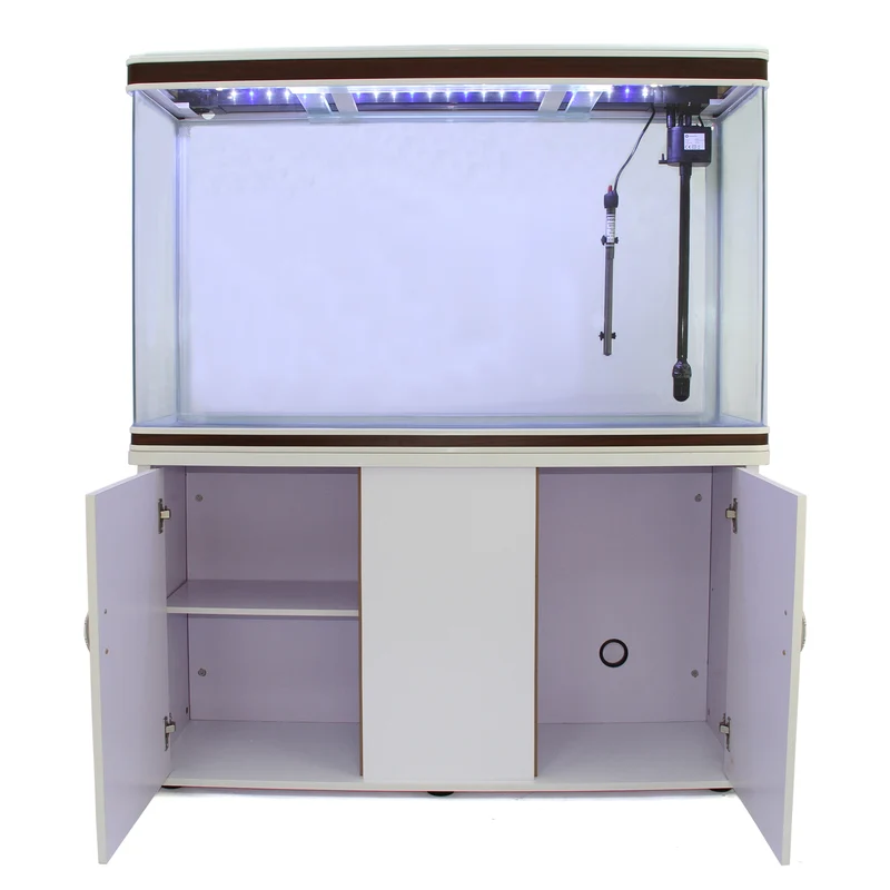 Aquarium Blanc avec Meuble de Support Blanc