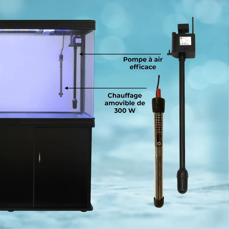 Aquarium Noir avec Meuble de Support Noir