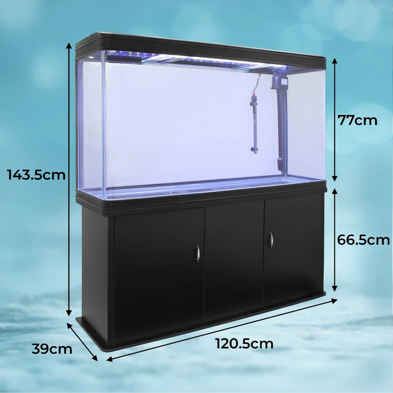 Aquarium Noir avec Meuble de Support Noir