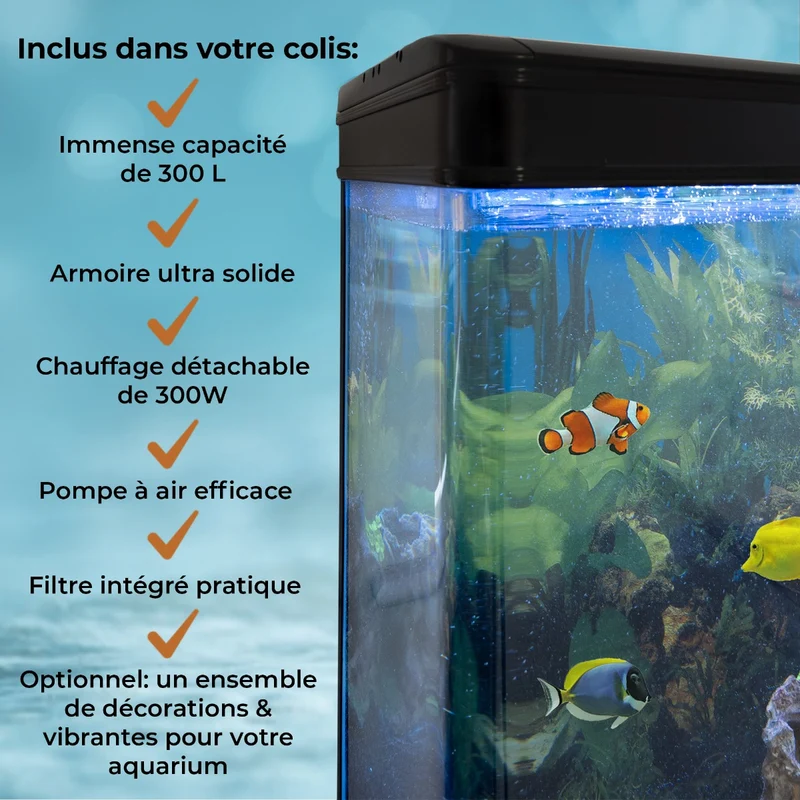 Aquarium Noir avec Meuble de Support Noir