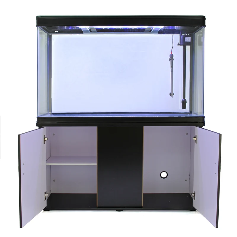 Aquarium Noir avec Meuble de Support Noir