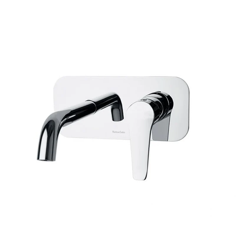 Ramon Soler - Grifo de lavabo empotrado mural monomando Ypsilon Plus con placa y caño 19 cm cromo
