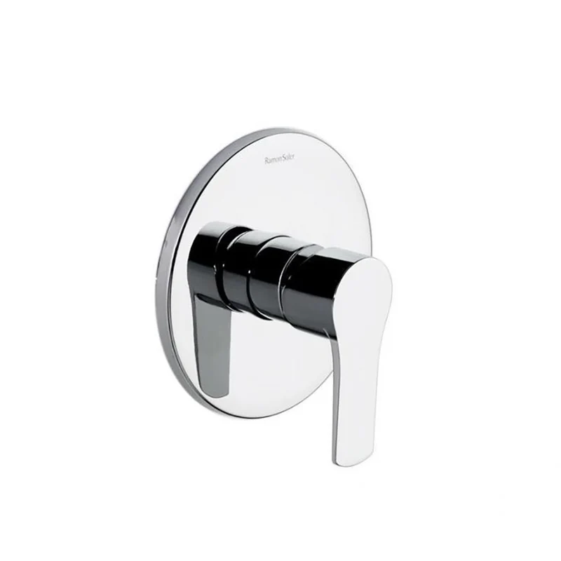 Ramon Soler - Grifo de ducha empotrado monomando 1 vía Titanium con placa metálica ultraslim cromo