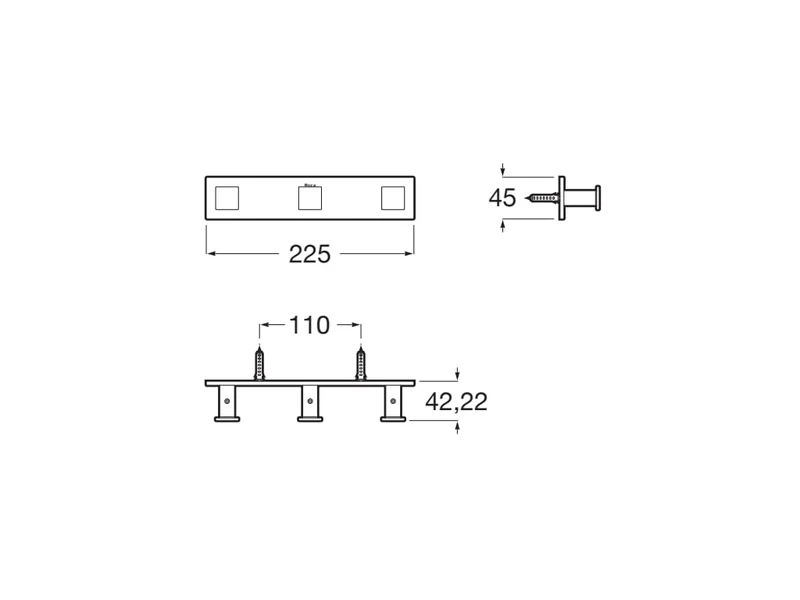 Roca - Percha triple Hotels Square Negro Mate A817603C40