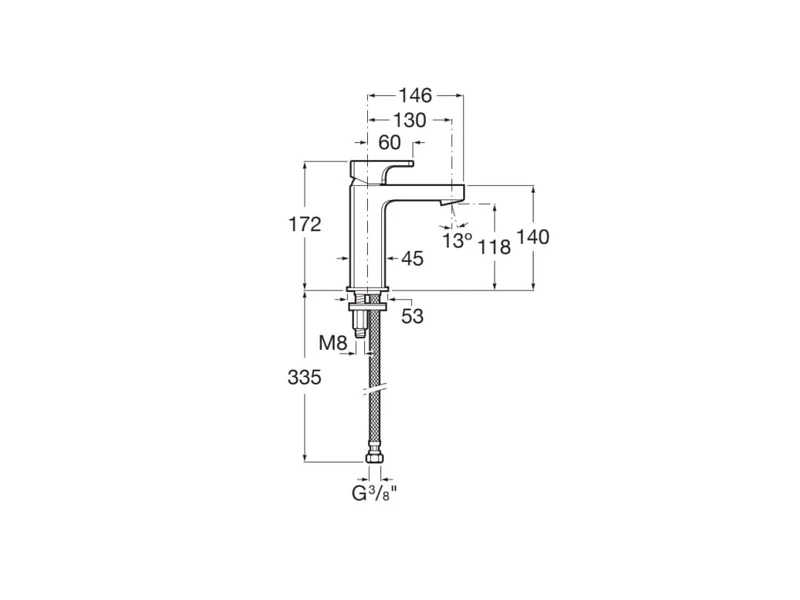 Roca - Grifo compacto cromado lavabo caño mezzo con desagüe click-clack y cuerpo liso L90 A5A3C01C00