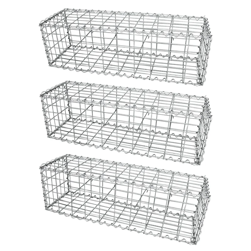 Lot de 3 Paniers de Gabions 100 cm x 30 cm x 30 cm