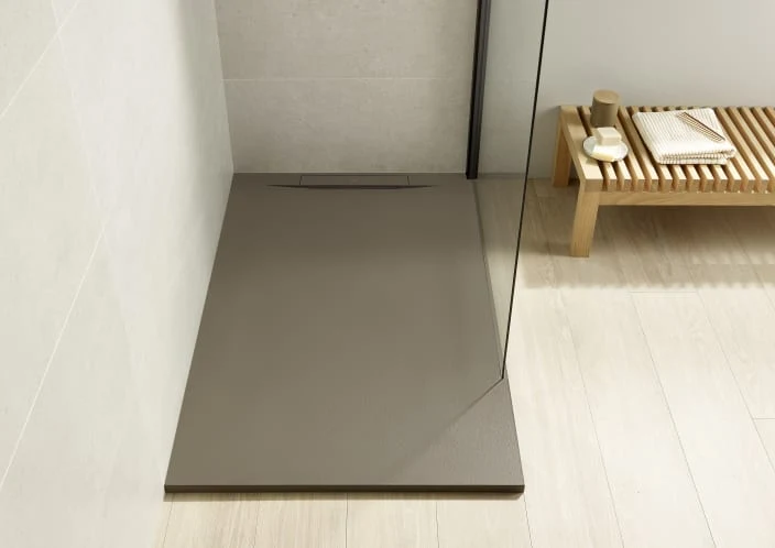 Roca - Plato de ducha Pyros cuadrado extraplano de STONEX® Beige