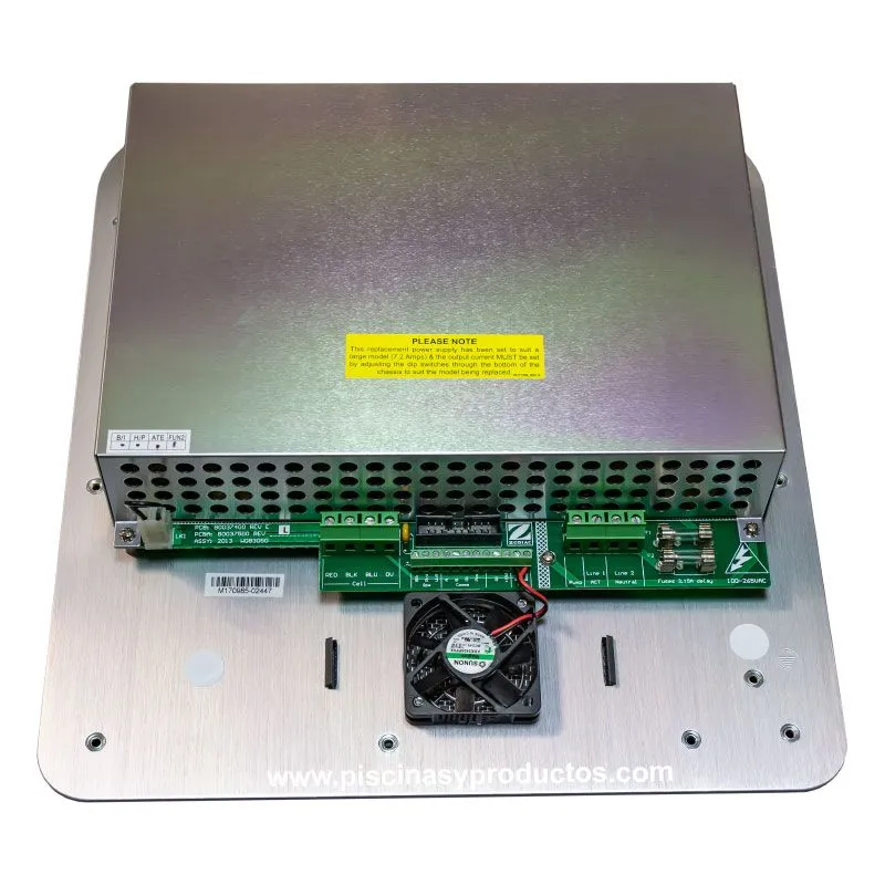 Conjunto carta electrónica alimentación con soporte aluminio y ventilador para Electrolisis Tri y Tri Expert de Zodiac