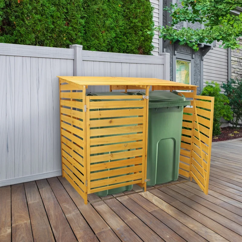 Cache-Poubelle Double en Bois