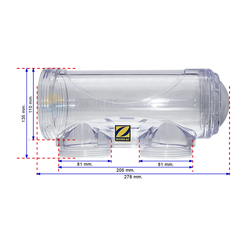 Vaso portacélula Zodiac R0740200 clorador salino (recambio)