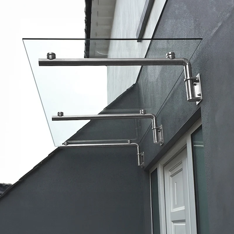 Canopé Auvent en Verre avec Supports - 180 cm x 80 cm