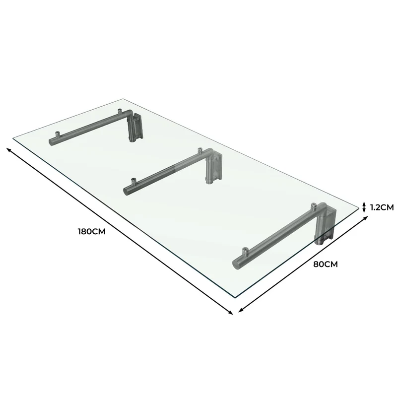 Canopé Auvent en Verre avec Supports - 180 cm x 80 cm