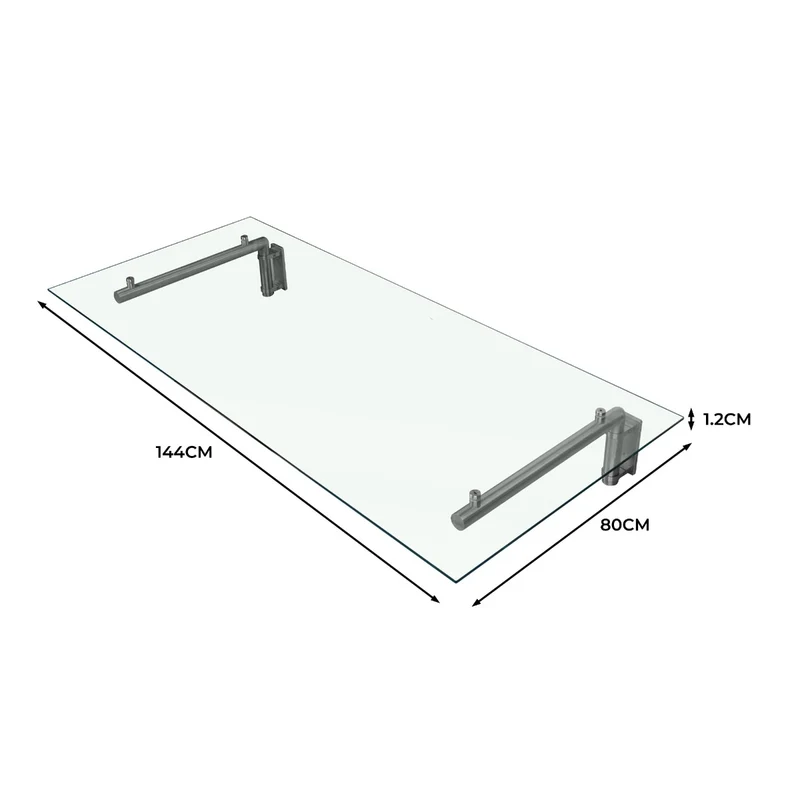 Canopé Auvent en Verre avec Supports - 144 cm x 80 cm