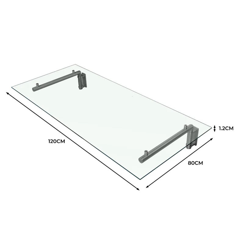 Canopé Auvent en Verre avec Supports - 120 cm x 80 cm