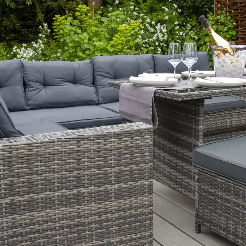 Salon de Jardin en Rotin 9 Personnes – Gris