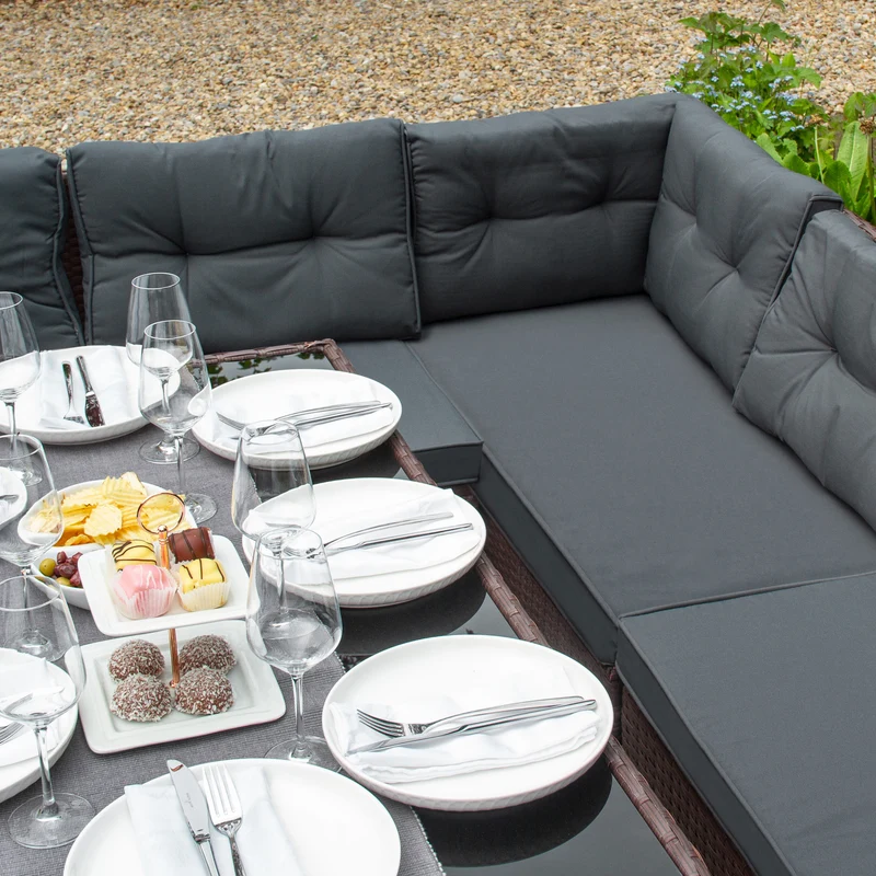 Salon de Jardin en Rotin 9 Personnes – Marron