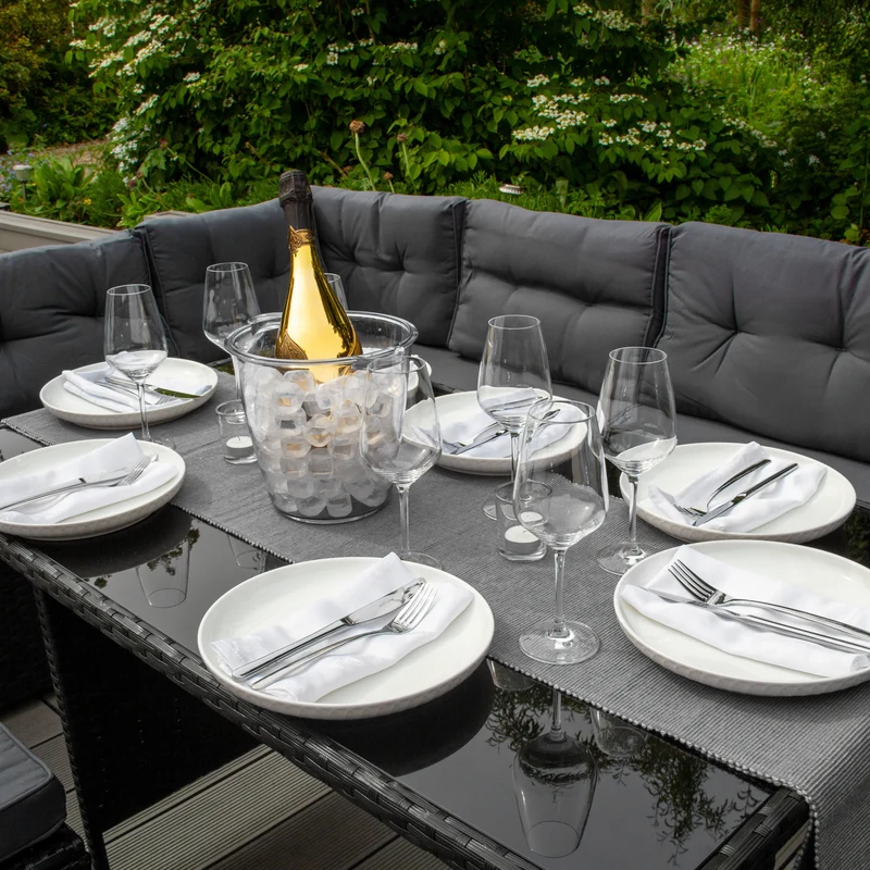 Salon de Jardin en Rotin 9 Personnes – Noir