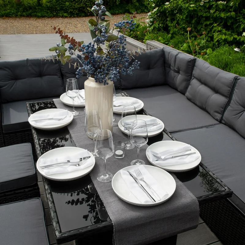 Salon de Jardin en Rotin 9 Personnes – Noir