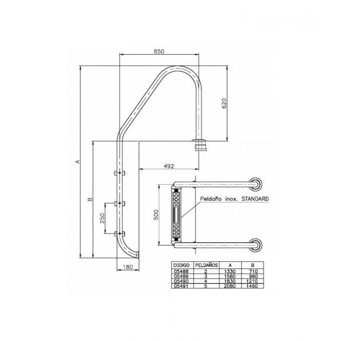 Astralpool Escalera inox Standard Luxe para piscina