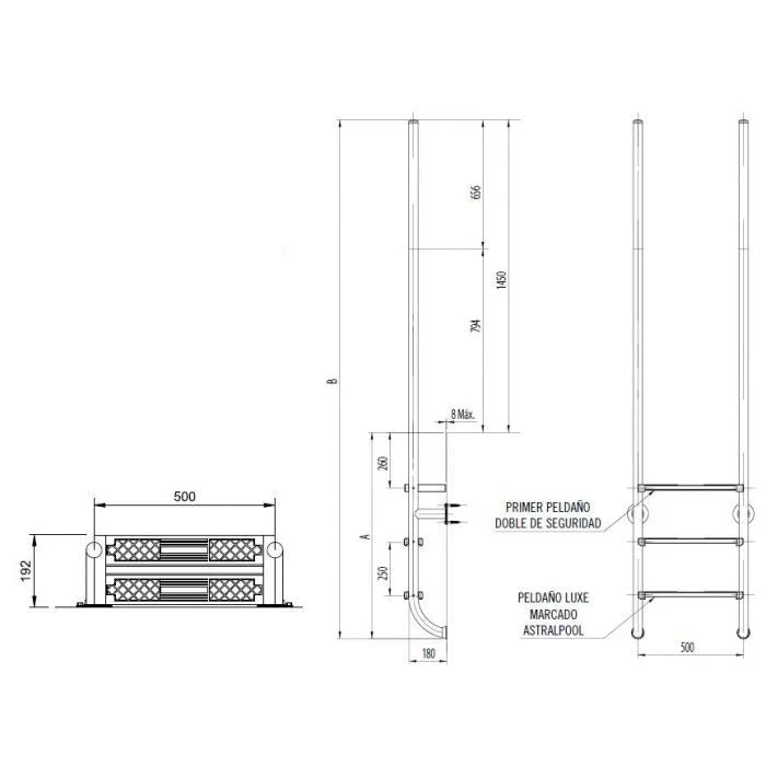 Astralpool Escalera inox Elegance para piscina