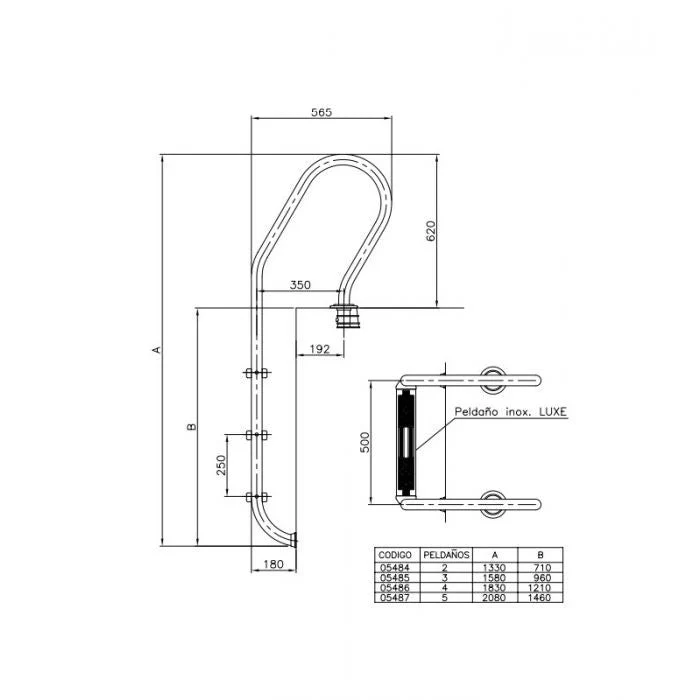 Astralpool Escalera inox mixta Luxe para piscina