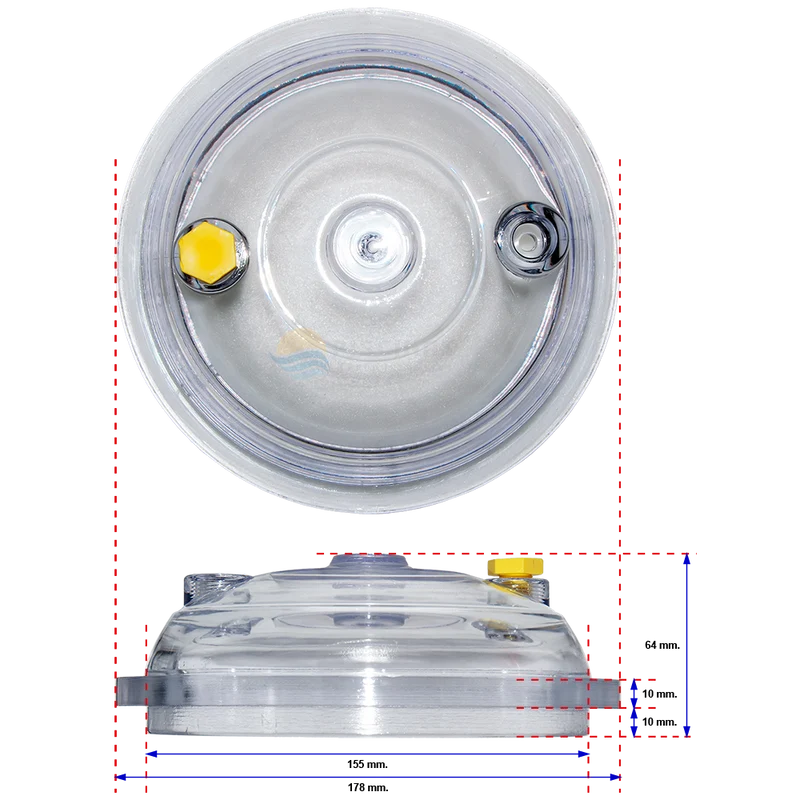 Tapa transparente para filtros Ciclon de QP y Neptuno de Coral.
