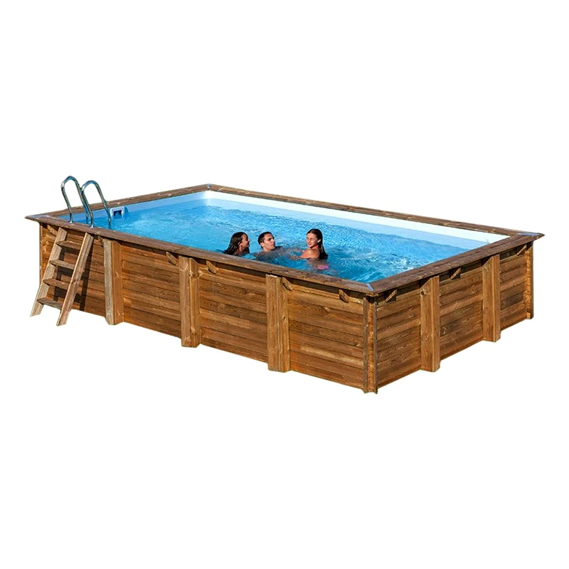 Piscina rectangular de madera Gre Sunbay Evora. 620x420x133 cm.