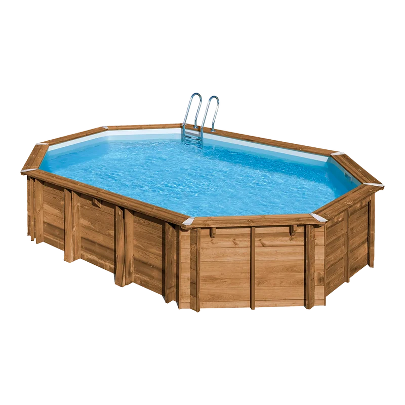 Piscina ovalada de madera Gre Sunbay Avocado. 656x456x131 cm.