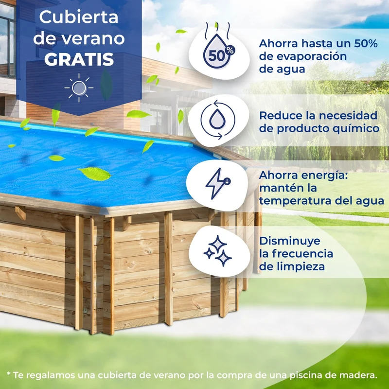 Piscina elevada de madera Gre Safran 2 ovalada 620x395x136