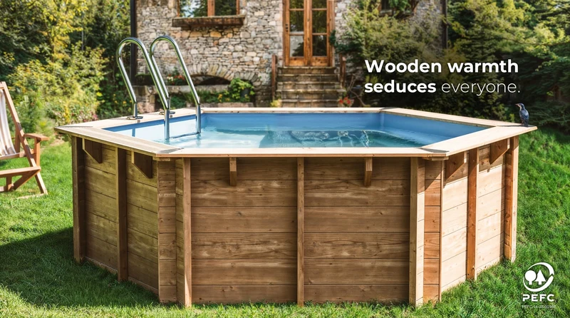 Piscina elevada de madera Gre Sunbay Macadamia 632x335x130