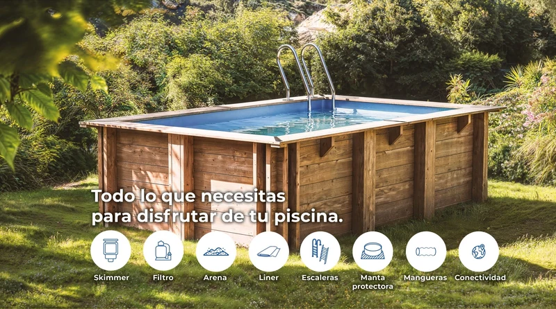 Piscina elevada de madera Gre Sunbay City 225x225x68