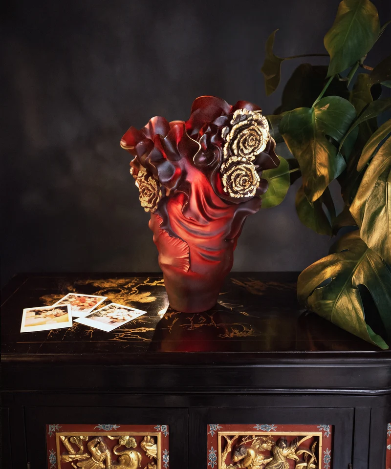 Rose Royale Vase grand modèle rouge & or 50ex