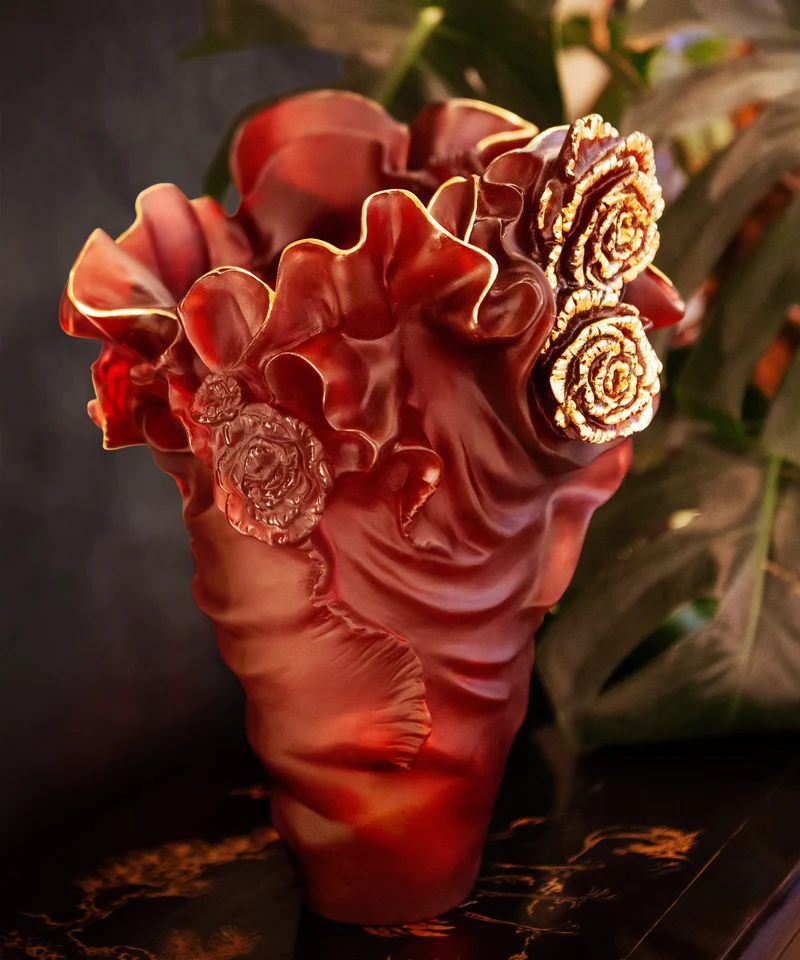 Rose Royale Vase grand modèle rouge & or 50ex