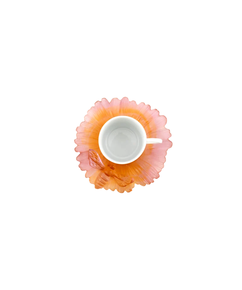 Or d'Abeille Coffret de 2 tasses à café avec soucoupe cristal