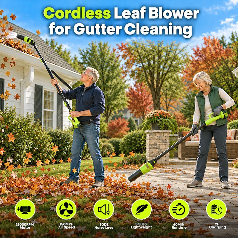 7.8 FT Cordless Leaf Blower for Gutter Cleaning from the Ground
