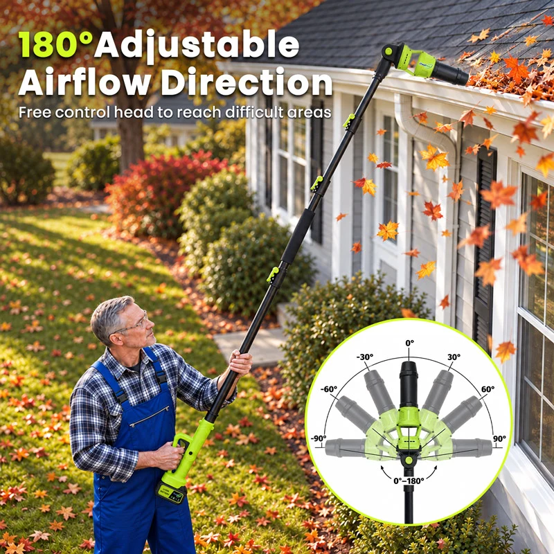 7.8 FT Cordless Leaf Blower for Gutter Cleaning from the Ground