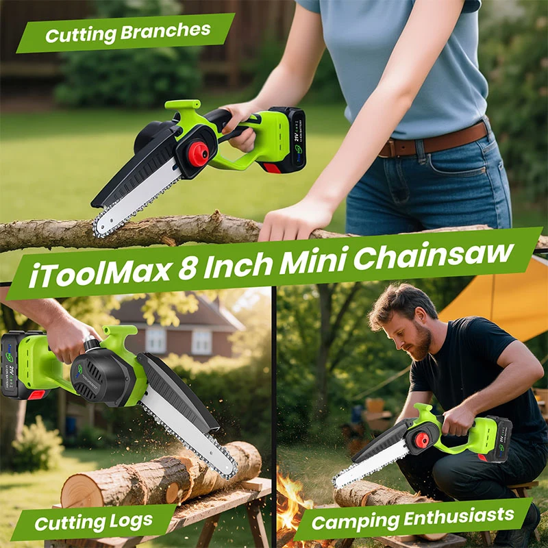 2 in 1 Cordless 8 inch Chainsaw with Pole Saw
