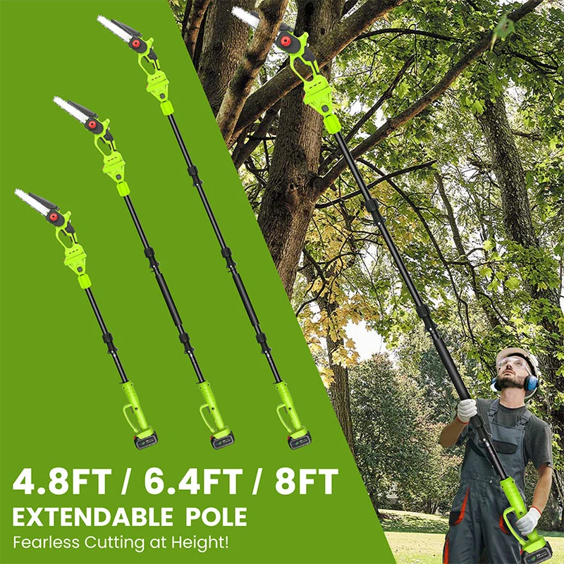 2 in 1 Cordless 8 inch Chainsaw with Pole Saw
