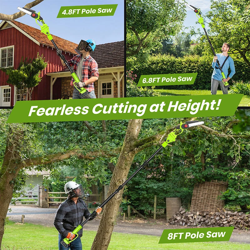 2 in 1 Cordless 8 inch Chainsaw with Pole Saw