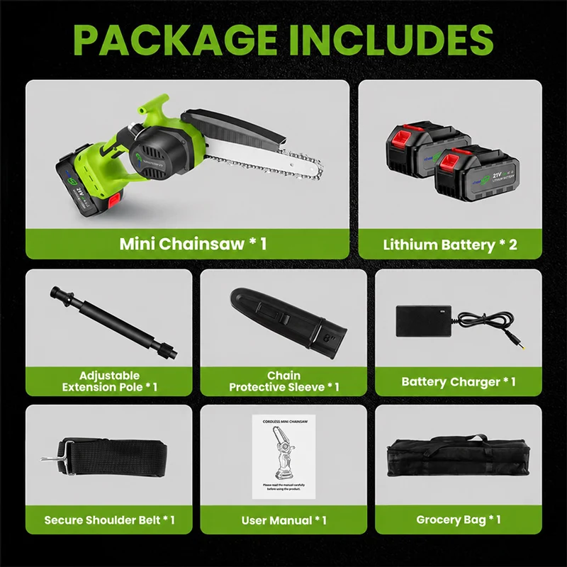 2 in 1 Cordless 8 inch Chainsaw with Pole Saw