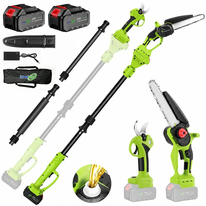 2 in 1 Cordless 8 inch Chainsaw with Pole Saw