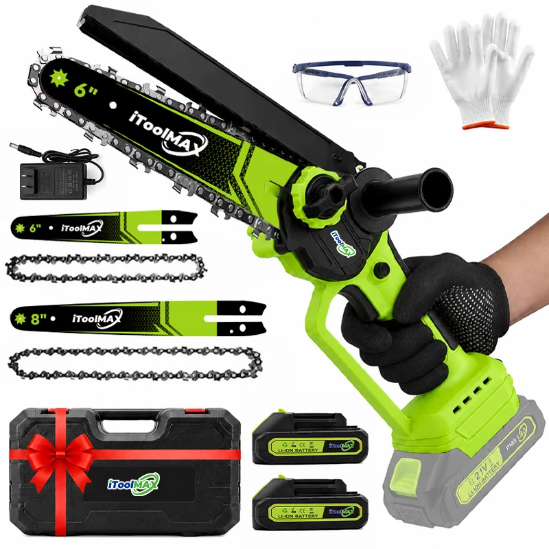 6’’ & 8’’ Brushless Cordless Mini Chainsaw with 2 Batteries & Auto Oil